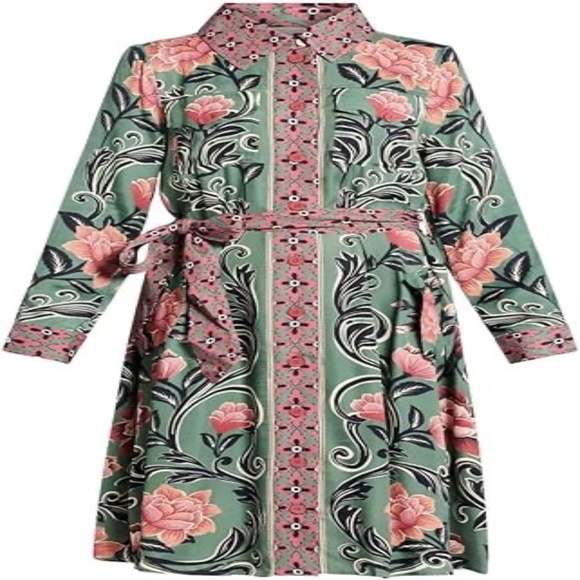 NEW Farm Rio Arabesque Floral Green Midi Dress Medium - Picture 1 of 9